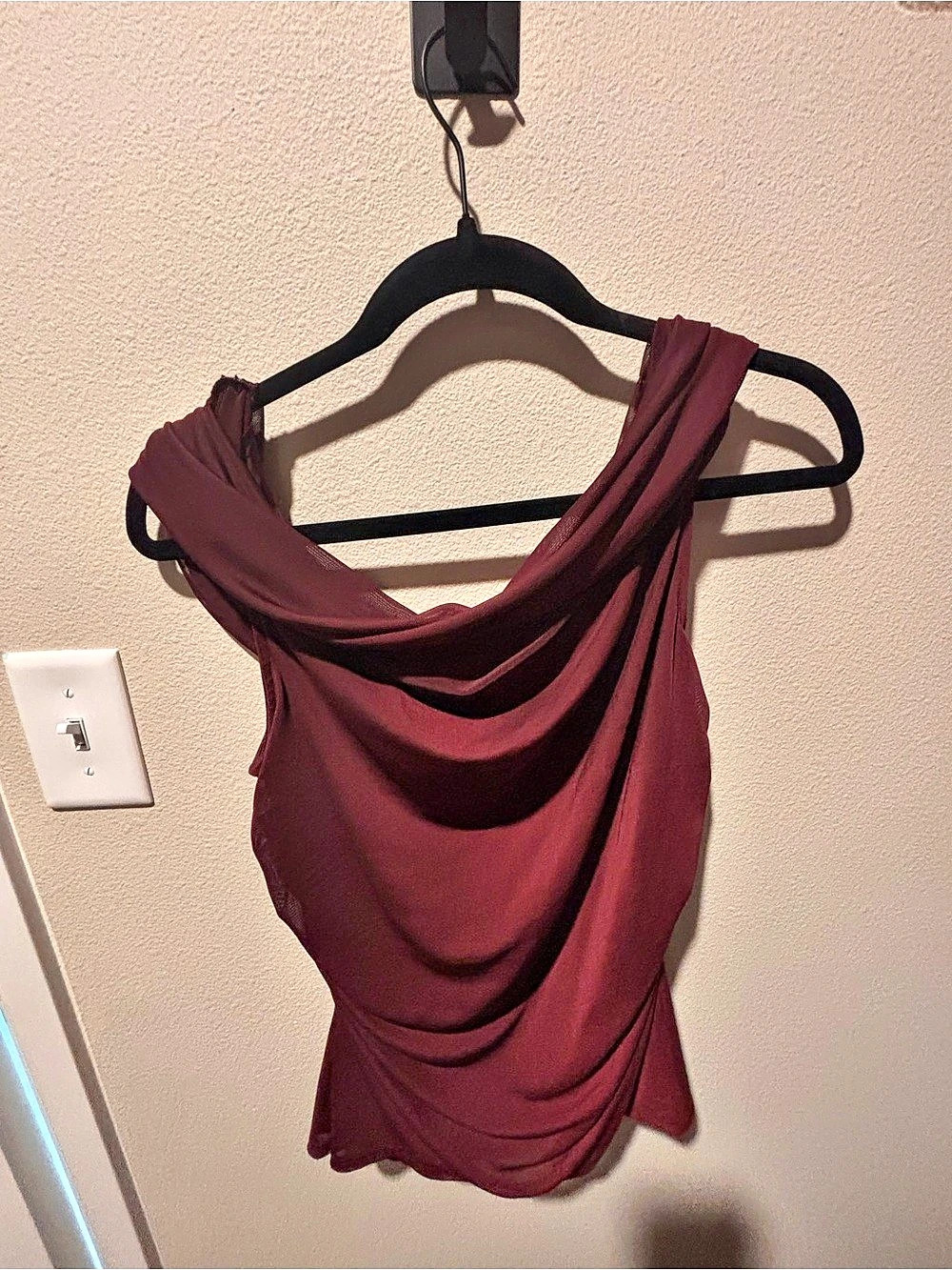 NEVER WORN. A New Day Women's Mesh Top Draped Off-Shoulder Purple Large